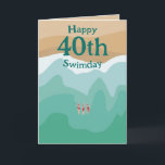 Custom Retro Open Water Swimming 40th Birthday  Card<br><div class="desc">👉 Put a smile on a face with this fun retro open water swimming in the ocean 40th birthday card! This is the perfect card for any wild swimmer! - Simply click to personalize this design 🔥 My promises - This design has unique hand drawn elements (drawn my me!) -...</div>