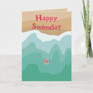 Custom Retro Open Water Swimming Birthday Card