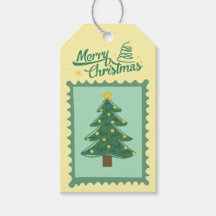 Custom Retro Paper Stamp with Christmas Tree