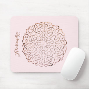 Custom Retro Pastel Pink Ombre Rose Gold Doily  Mouse Pad