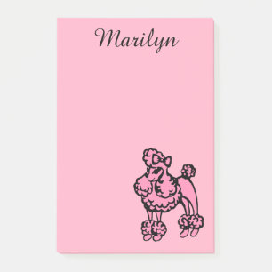 Custom Retro Pink French Poodle Post It Notes Gift