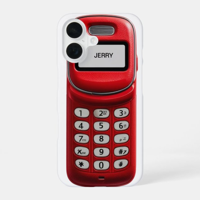 Custom Retro Push Button Mobile Phone iPhone 16 Case (Back)