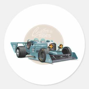 Custom retro race car concept classic round sticker