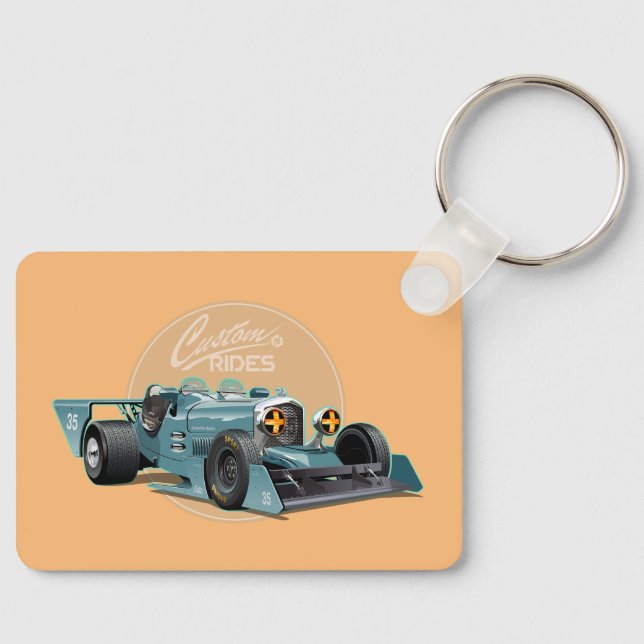 Custom retro race car concept keychain (Front)