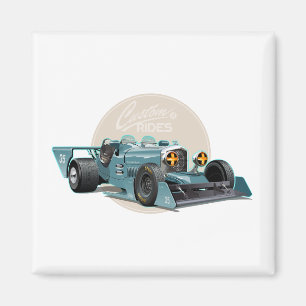 Custom retro race car concept magnet