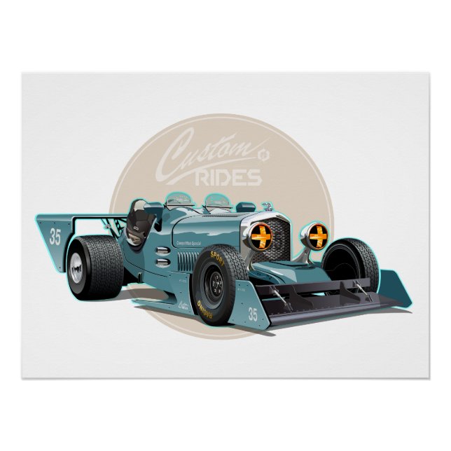 Custom retro race car concept poster (Front)