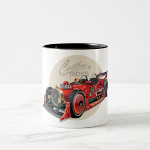 Custom retro race car concept Two-Tone coffee mug