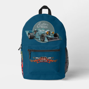 Custom retro race car printed backpack