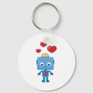 Custom Retro Robot Art Personalized Keychain