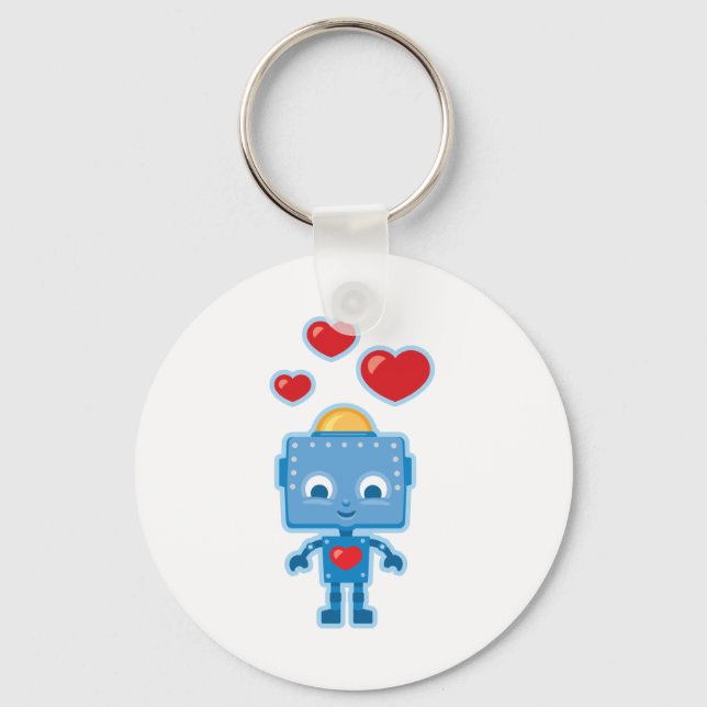Custom Retro Robot Art Personalized Keychain (Front)