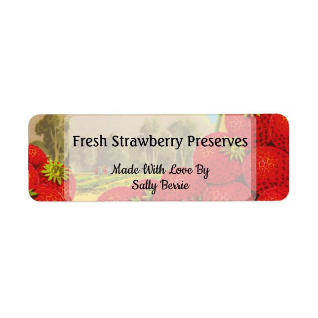 Custom Retro Strawberry Canning or Baking Labels (Front)
