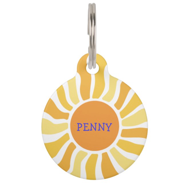Custom Retro Sun Pet Tag (Front)