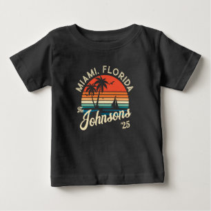 Custom Retro Sunset Family Beach Vacation Matching Baby T-Shirt