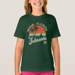 Custom Retro Sunset Family Beach Vacation Matching T-Shirt