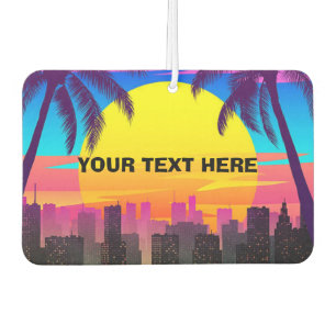 Custom Retro Synthwave Palm Trees City Air Freshener