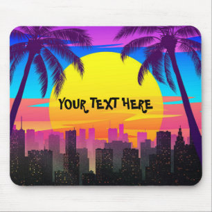 Custom Retro Synthwave Palm Trees City Mousepad