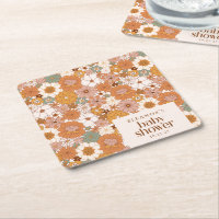 Custom Retro Terracotta Boho Floral Baby Shower