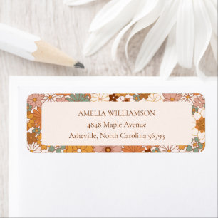 Custom Retro Terracotta Boho Floral Return Address