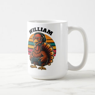 Custom Retro Thanksgiving Turkey Gamer Coffee Mug