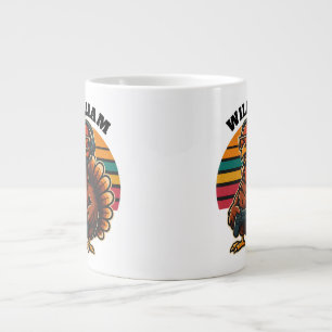 Custom Retro Thanksgiving Turkey Gamer Large Coffee Mug