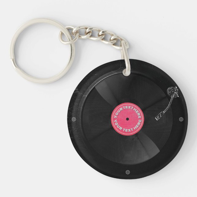 Custom Retro Vinyl Record Turntable Acrylic  Keychain (Front)