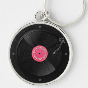 Custom Retro Vinyl Record Turntable Music  Keychain