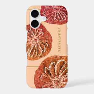 Custom Retro Whimsical Peach Flower Embroidery 