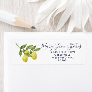Custom Return Address Envelope   Watercolor Lemon