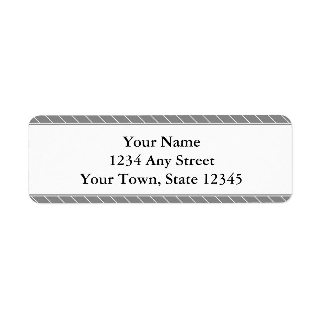 Custom Return Address Label - Grey Stripes (Front)