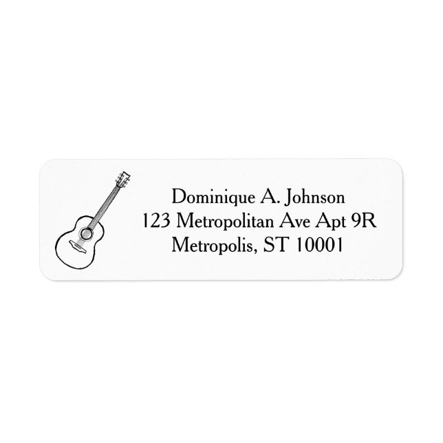 Custom Return Address Label, Guitar Drawing (Front)