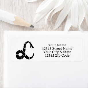 Custom return address labels with black snake logo