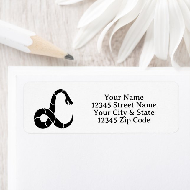 Custom return address labels with black snake logo (Insitu)