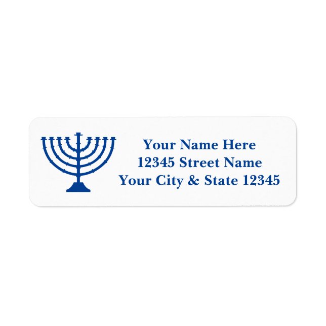 Custom return address labels with Jewish menorah (Front)