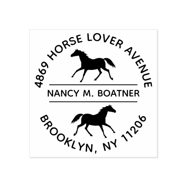 Custom Return Address Rubber Stamp With Horses (Imprint)