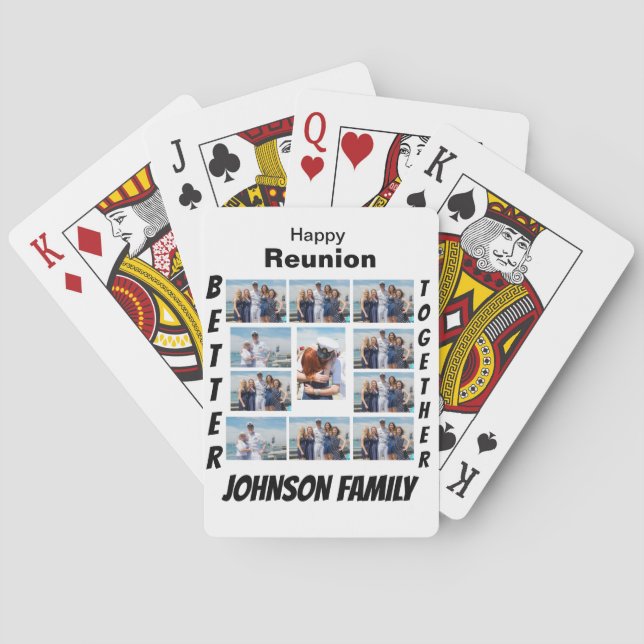 Custom Reunion 11 Photo Collage  Playing Cards (Back)