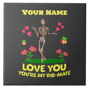 Custom Rib Mate Skeleton Love Gift Gothic Tile