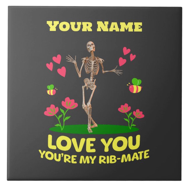 Custom Rib Mate Skeleton Love Gift Gothic Tile (Front)