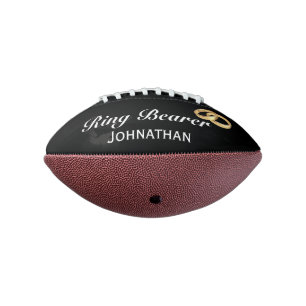 Custom Ring Bearer with Faux Gold Wedding Rings Football
