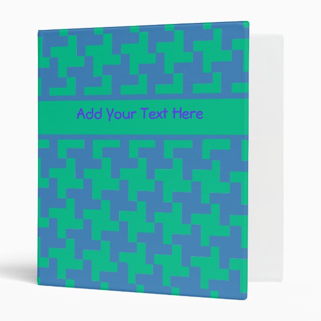 Custom Ring Binder Emerald and Blue Dogtooth (Front/Inside)