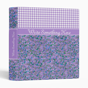 Custom Ring Binder, Violets and Check Gingham Binder