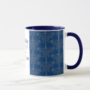 Custom Ringer Mug, Dark Blue, Gold-effect Pattern Mug