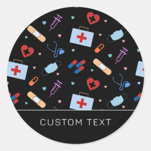 Custom RN Nurse   Doctor Medical Pattern Classic Round Sticker