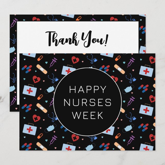 Custom RN Nurses Week | Doctor Medical Pattern Thank You Card (Front/Back)