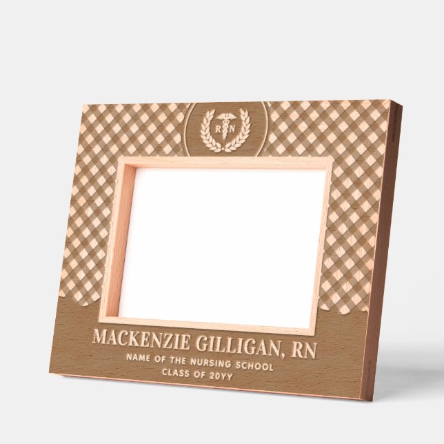 Custom RN Nursing School Graduation Plaid Pattern Etched Frames (Left)