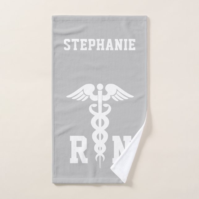 Custom RN Registered Nurse Caduceus Medical Symbol Hand Towel (Hand Towel)