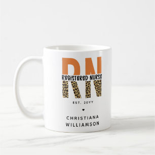 Custom RN Registered Nurse Leopard Typography Coffee Mug