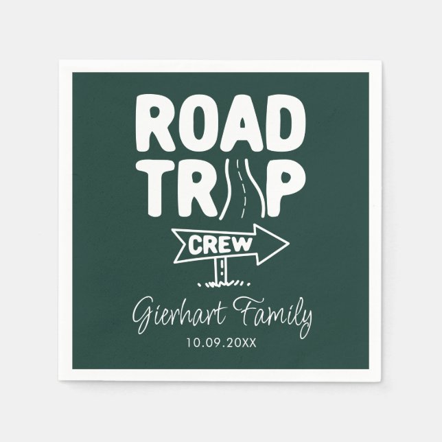 Custom Road Trip Crew Summer Party Paper Napkin (Front)
