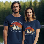 Custom Road Trip Mountain Sunset Family Reunion T-Shirt<br><div class="desc">This cool retro sunset over rocky mountains in nature makes a great image for a set of customized t-shirts for a family reunion, road trip, or summer vacation. Commemorate your holiday week with matching tees for mom, dad, brother and sister. Just add your own last name and the year with...</div>