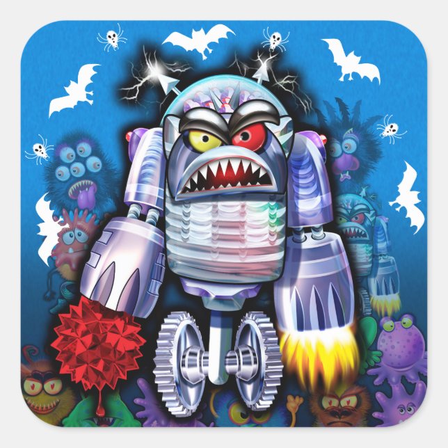 Custom Robo Monster Halloween Sticker. Square Sticker (Front)