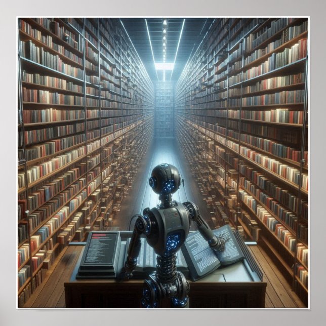 Custom Robot Librarian Wall Poster (Front)